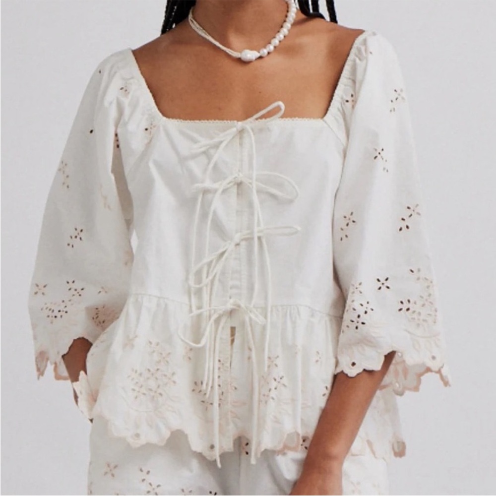 Damson Madder Madder Lana Blouse - Broderie in White